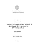 Percepcija građevinskih radnika o značaju zaštite na radu u građevinarstvu