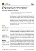 The Role of Disaster Risk Governance for Effective Post-Disaster Risk Management-Case of Croatia