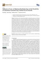 prikaz prve stranice dokumenta Influence of Low- to Medium-Kaolinite Clay on the Durability of Limestone Calcined Clay Cement (LC3) Concrete