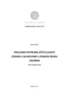 prikaz prve stranice dokumenta PROCJENA POTRESNE OŠTETLJIVOSTI ZGRADA U BLOKOVIMA U DONJEM GRADU ZAGREBA